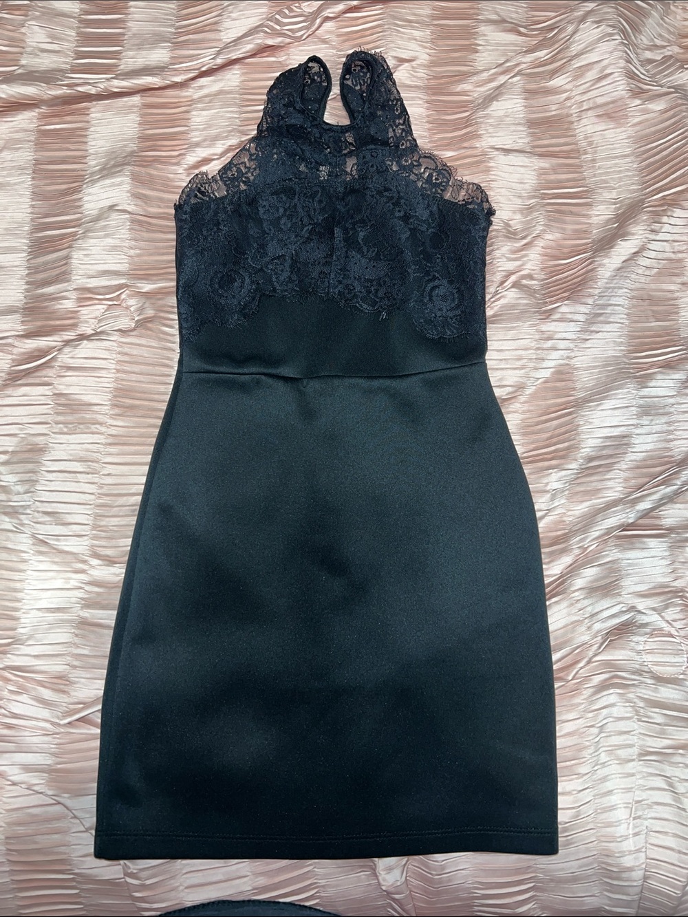 Charlotte Russe Black Lace Halter Mini Dress